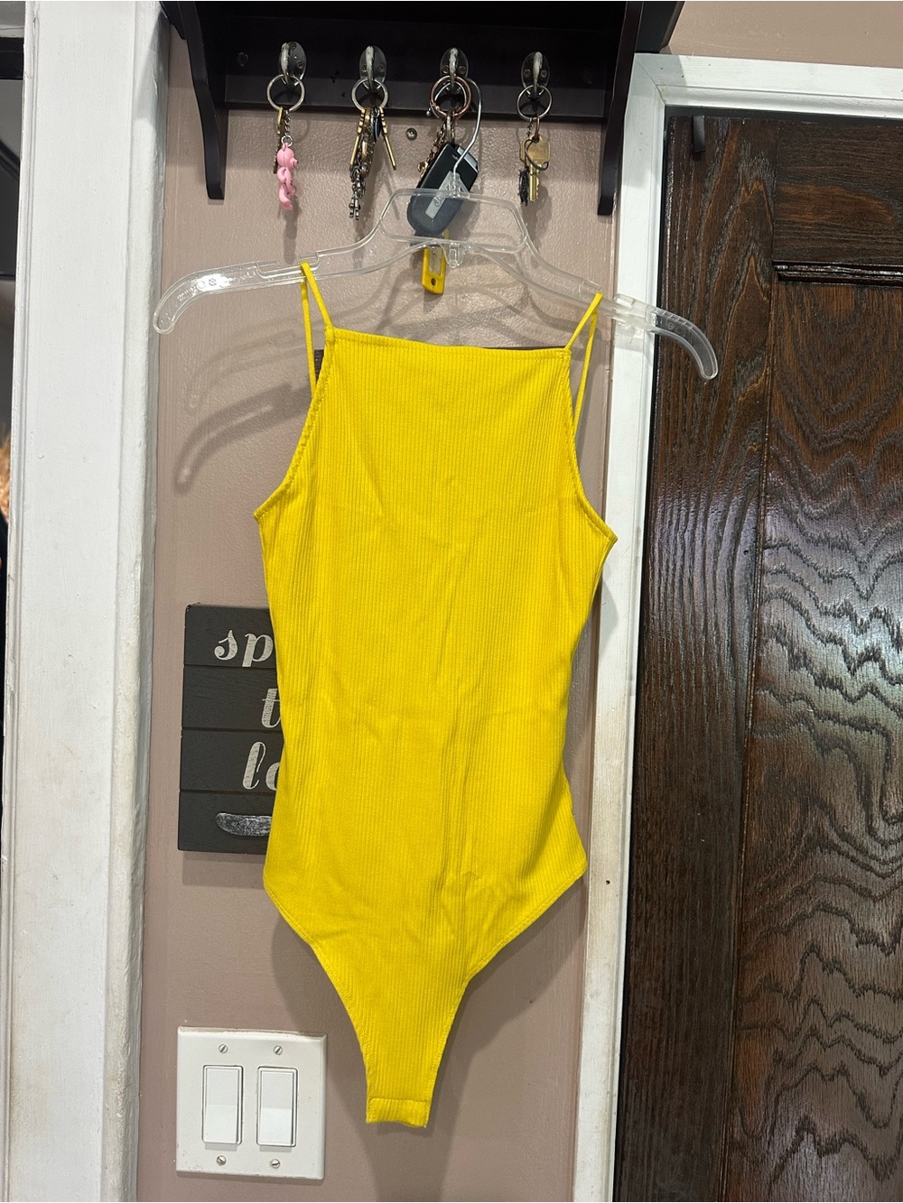 H&M Bright Yellow Ribbed Square-Neck Bodysuit